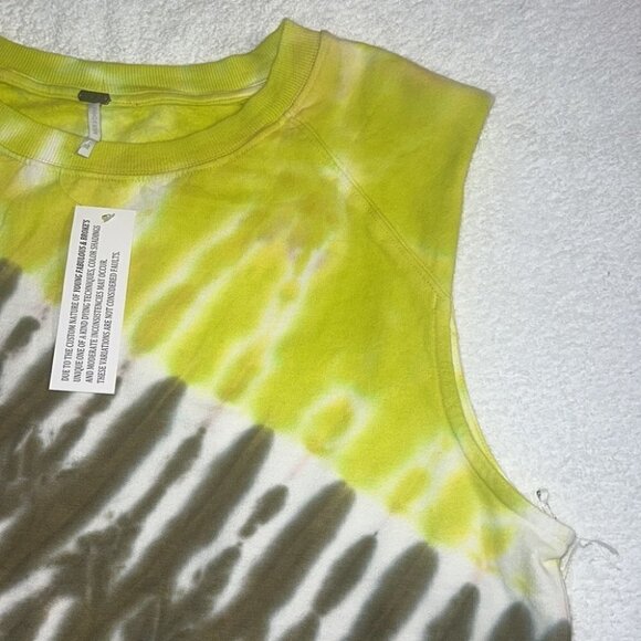 Young Fabulous and Broke green tie dye shoulder pad sleeveless top size Medium - Picture 4 of 10